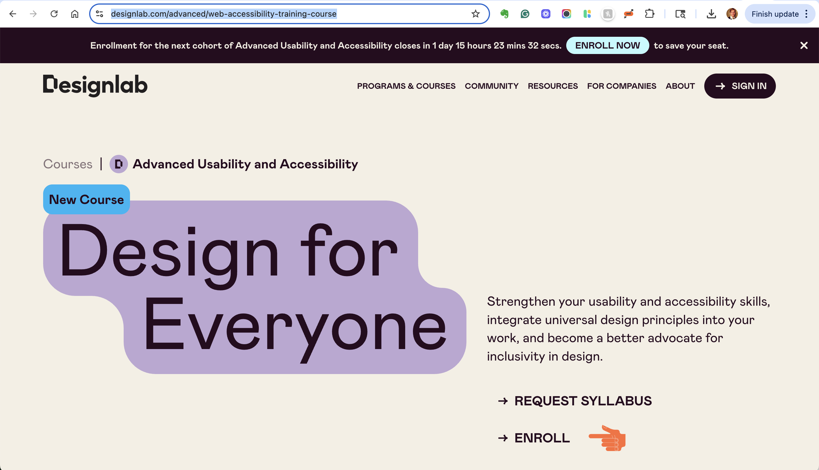The course cover slide for Advanced Usability and Accessibility
