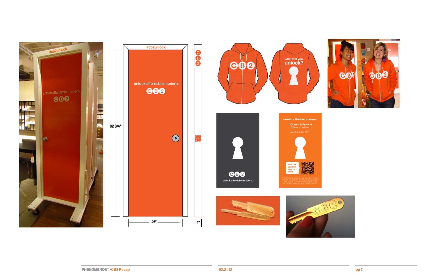 CB2 campaign results slide 5: The orange door graphics and key.