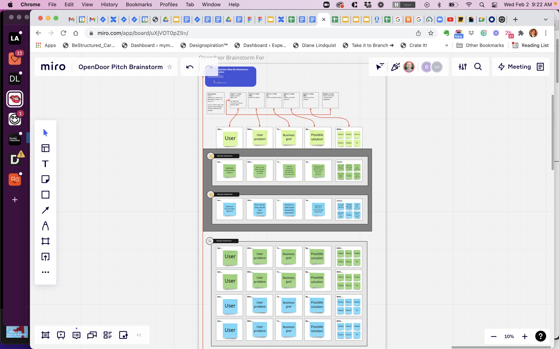 Miro board: A problem-framing board used to map user needs and feedback.