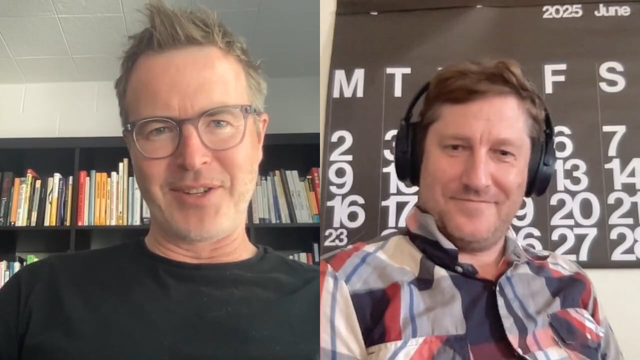 Video call between the host of Glaringly Obvious and Chris Becker