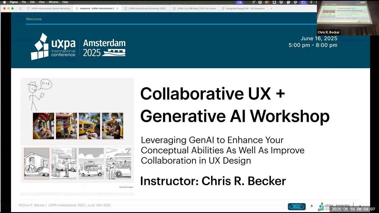 YouTube thumbnail for the Collaborative UX and Generative AI workshop at UXPA 2025